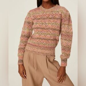 Vanessa Bruno Sweater - Women's Medium Multicolor - Popcorn Knit Pink